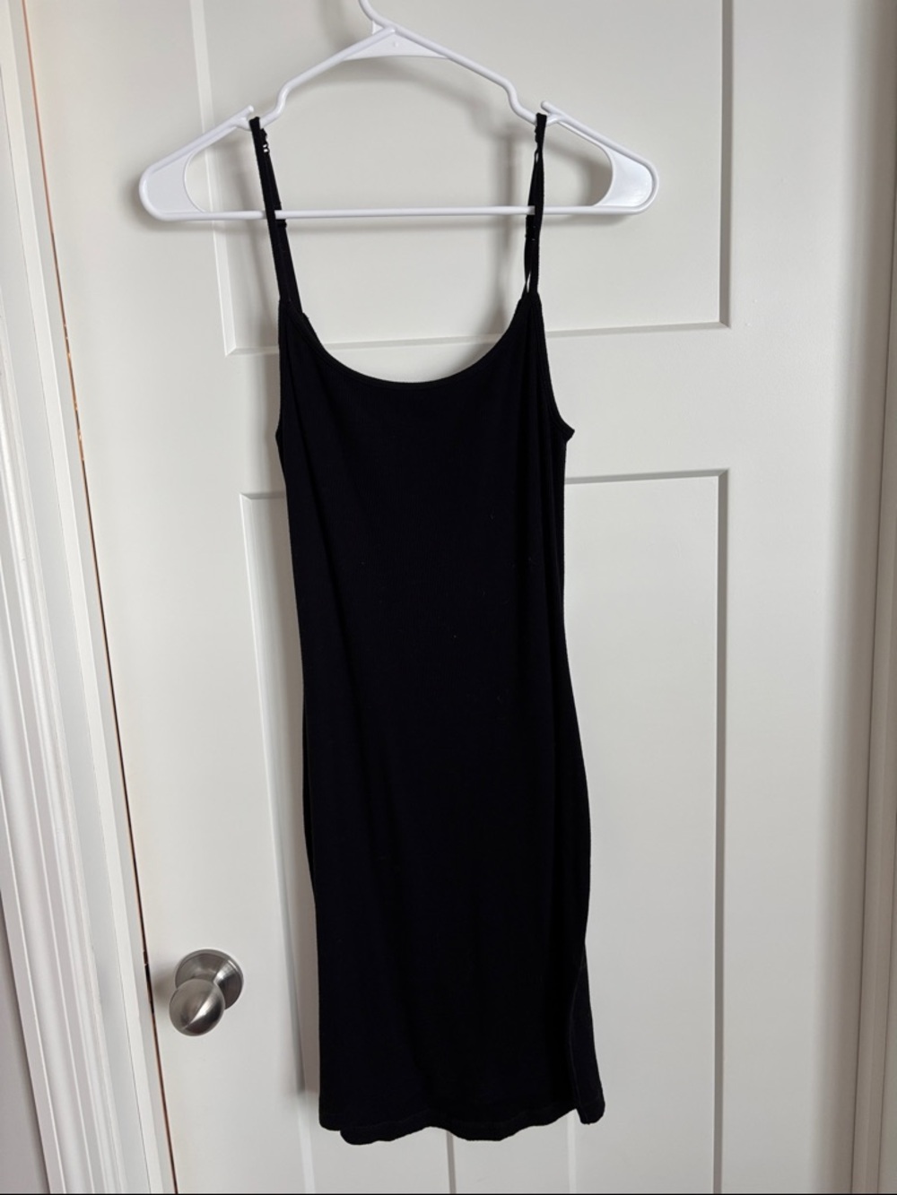 SKIMS Black Mini Slip Dress with Adjustable Spaghetti Straps